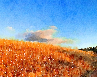 Herbst Berg Stausee Aquarell Kunstdruck, Colorado Landschaft