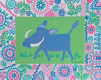 Cute African Animal Art Print, Nursery Wall Decor