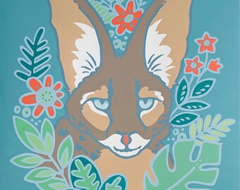 Serval Cat Art Print, African Animal Nursery Decor