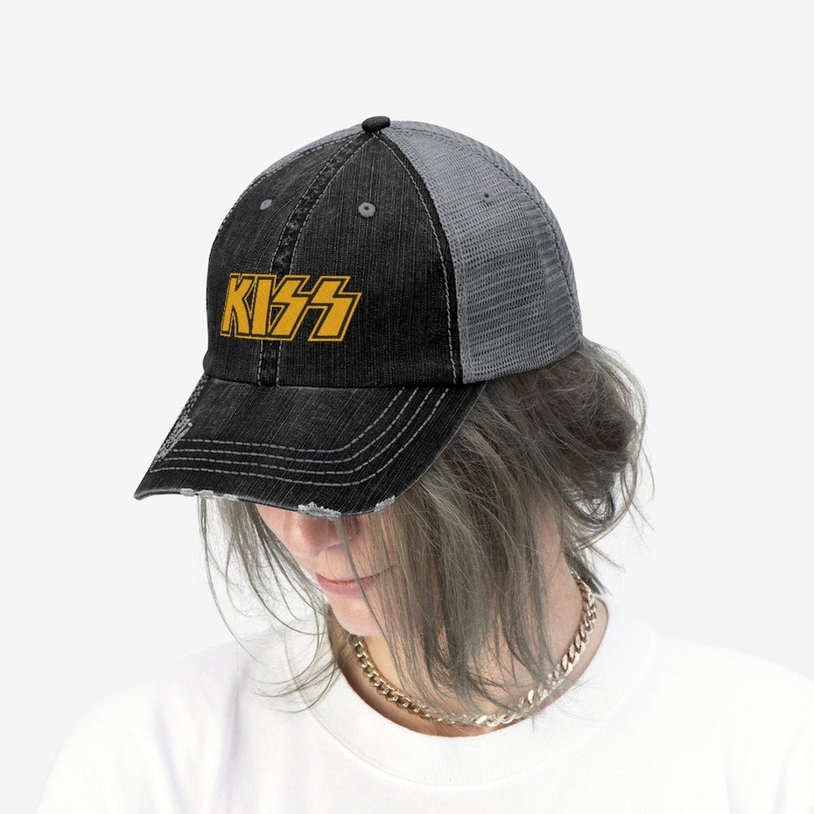 KISS Band hat music Vintage Embroidery hat Unisex Trucker Hat Etsy