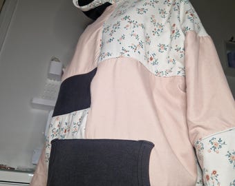 Pink patchwork hoodie