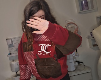 Patchwork Hoodie | Handmade Colour Block Sweatshirt | Oversized Cozy Hoodie | Women’s Casual Loungewear