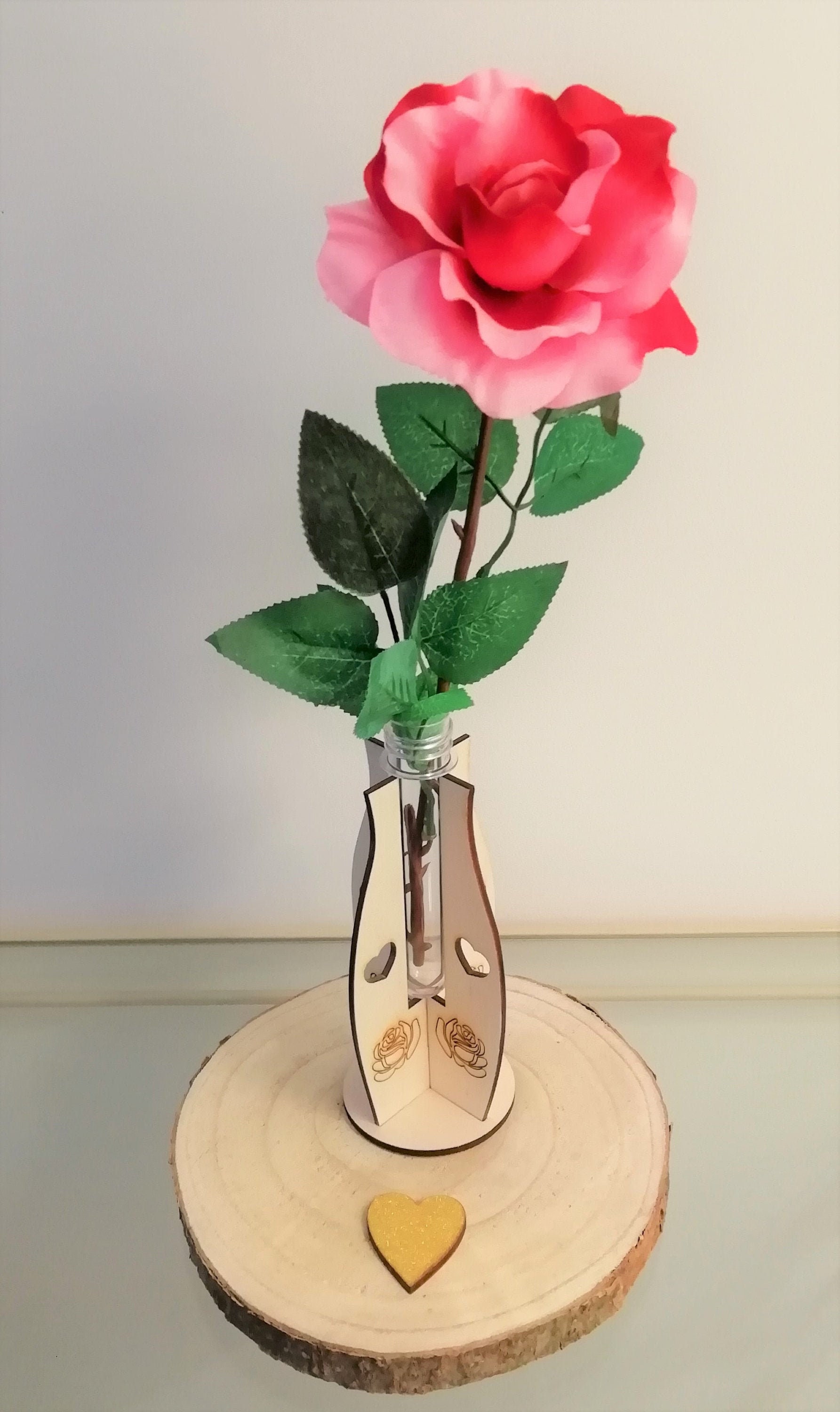 Cadeau Saint Valentin Vase en Bois 3D