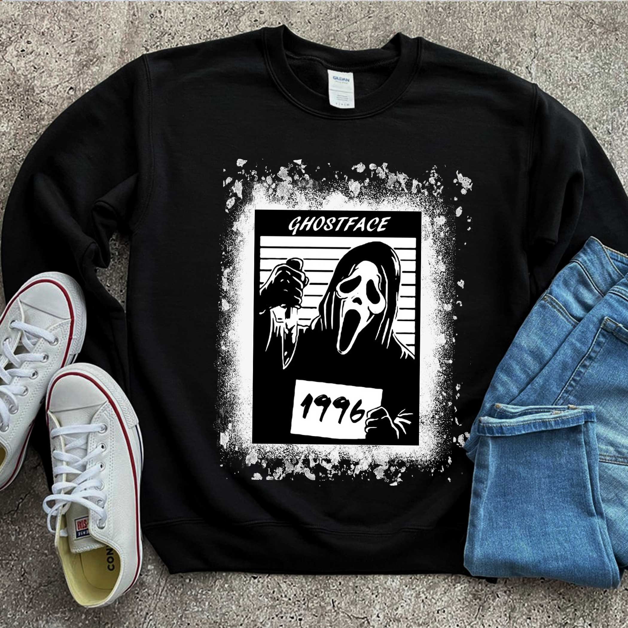 Scream Horror Bleaced Sweatshirt Halloween Ghost Face | Etsy