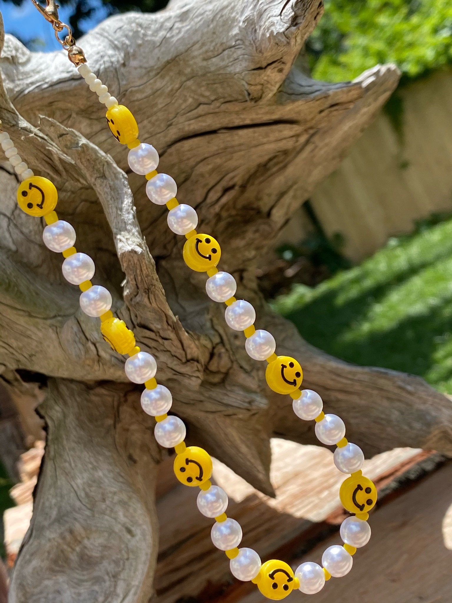 Smiley face pearl necklace smile face jewelry pearl Etsy
