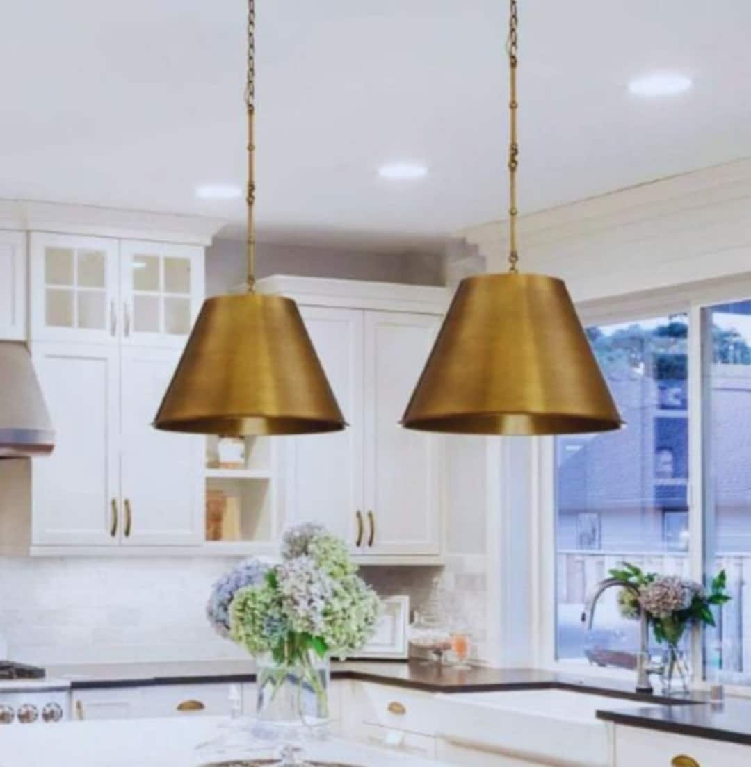 Island Kitchen Light Brass Pendent Light - Etsy