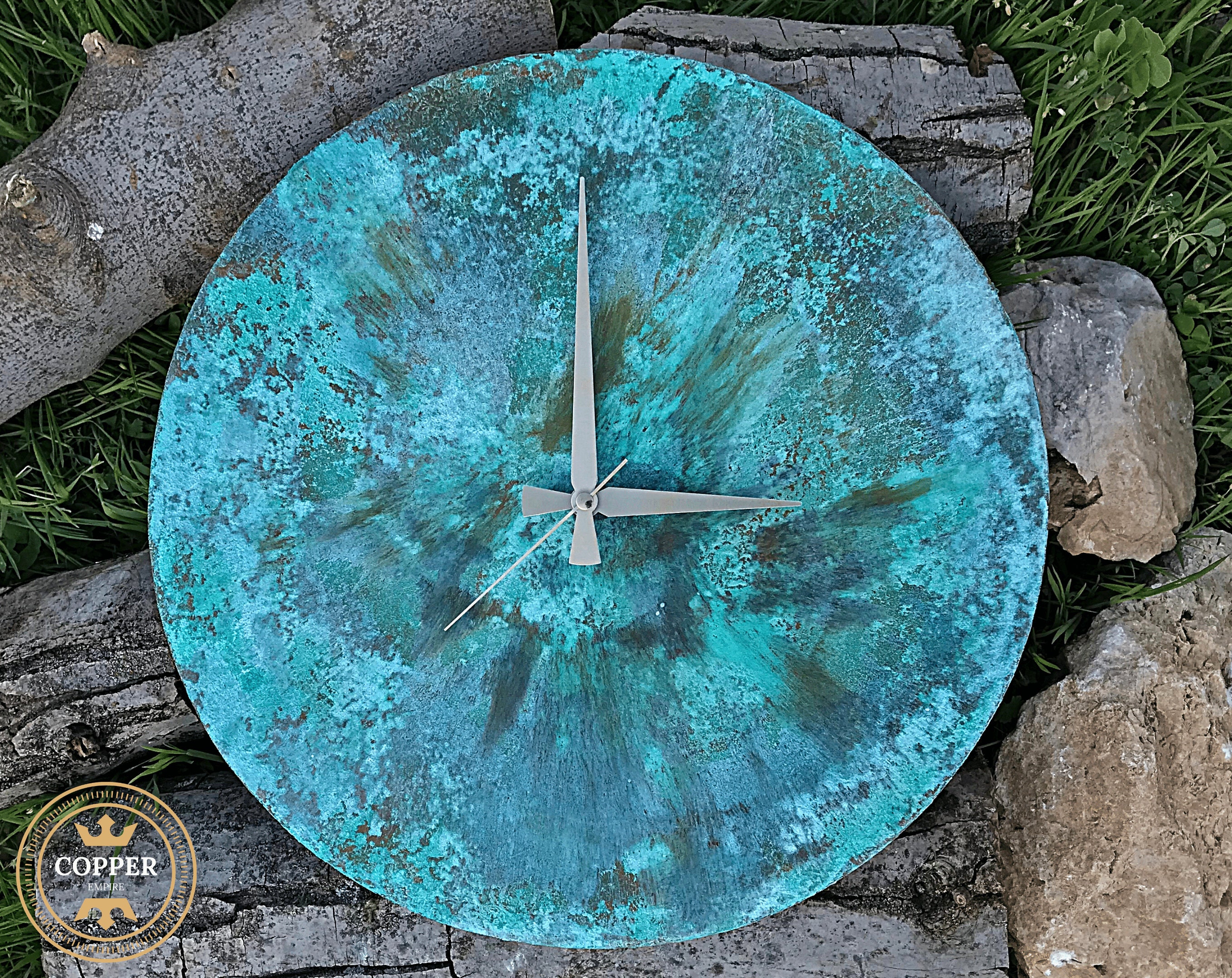19 Large Turquoise Minimalist Copper Wall Clock Natural Etsy
