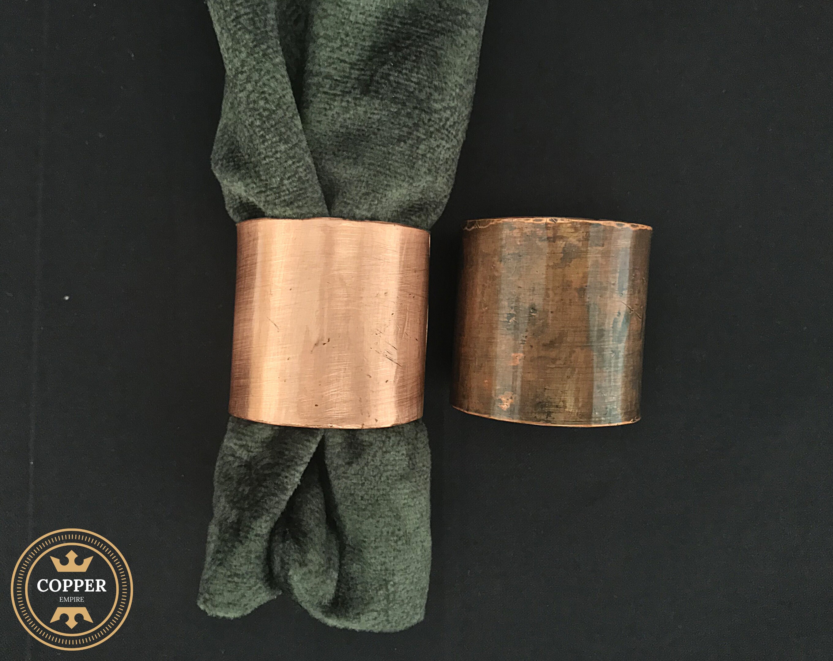 Handmade Rustic Copper Napkin Rings Set of 4144, Embroidered Hammered