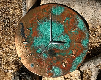 Copper Farmhouse Wall Clock, Rustic Silent Wall Clock, Copper Wall Decor, Retro Wall Clock Unique