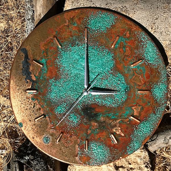 Copper Farmhouse Wall Clock, Rustic Silent Wall Clock, Copper Wall Decor, Retro Wall Clock Unique
