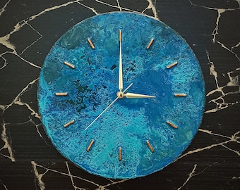 Rustikale Wanduhr aus Kupfer mit blauer Patina, einzigartige Wanduhren für Bauernhäuser, Metalluhr für Wanddekoration