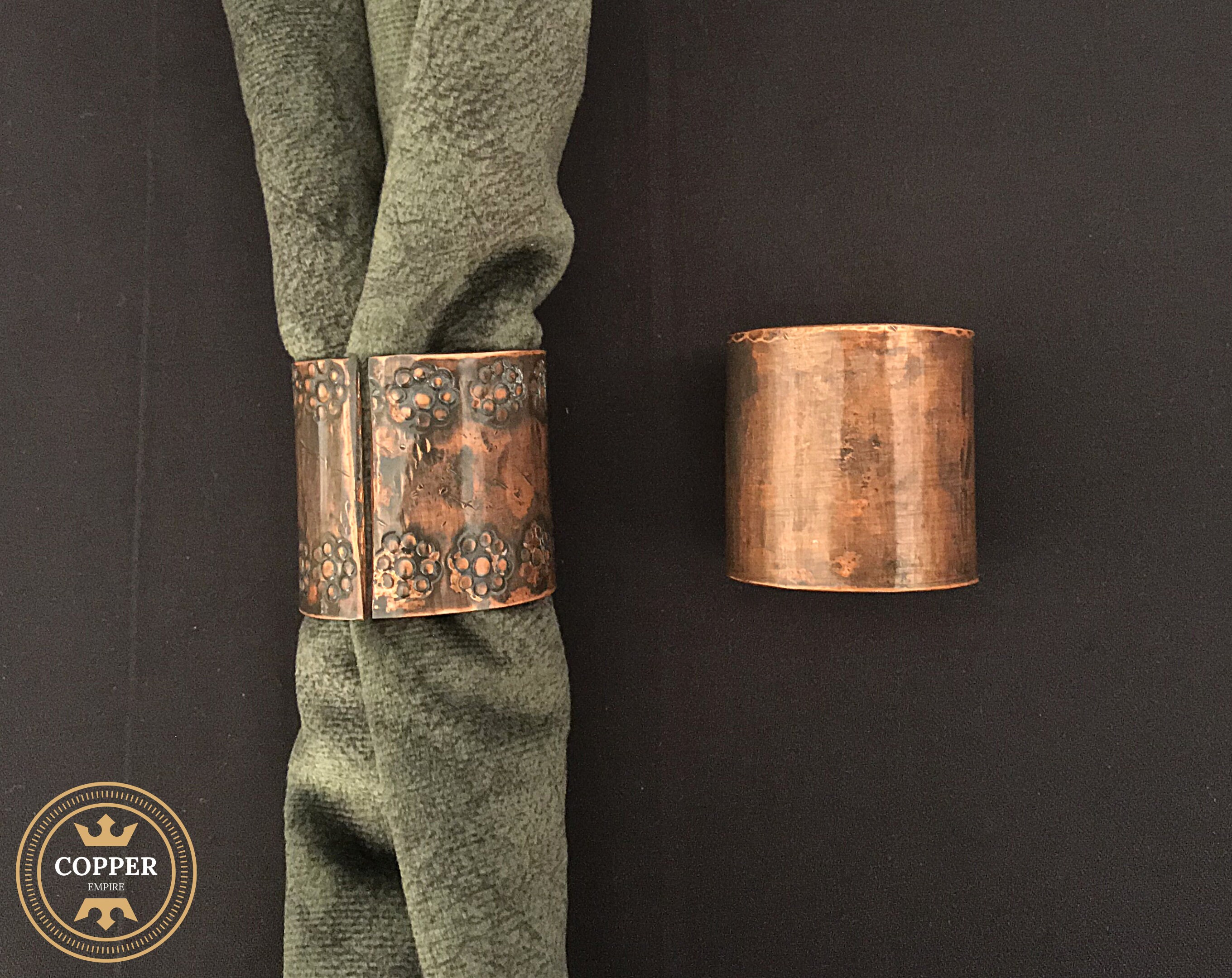Handmade Rustic Copper Napkin Rings Set of 4144, Embroidered Hammered