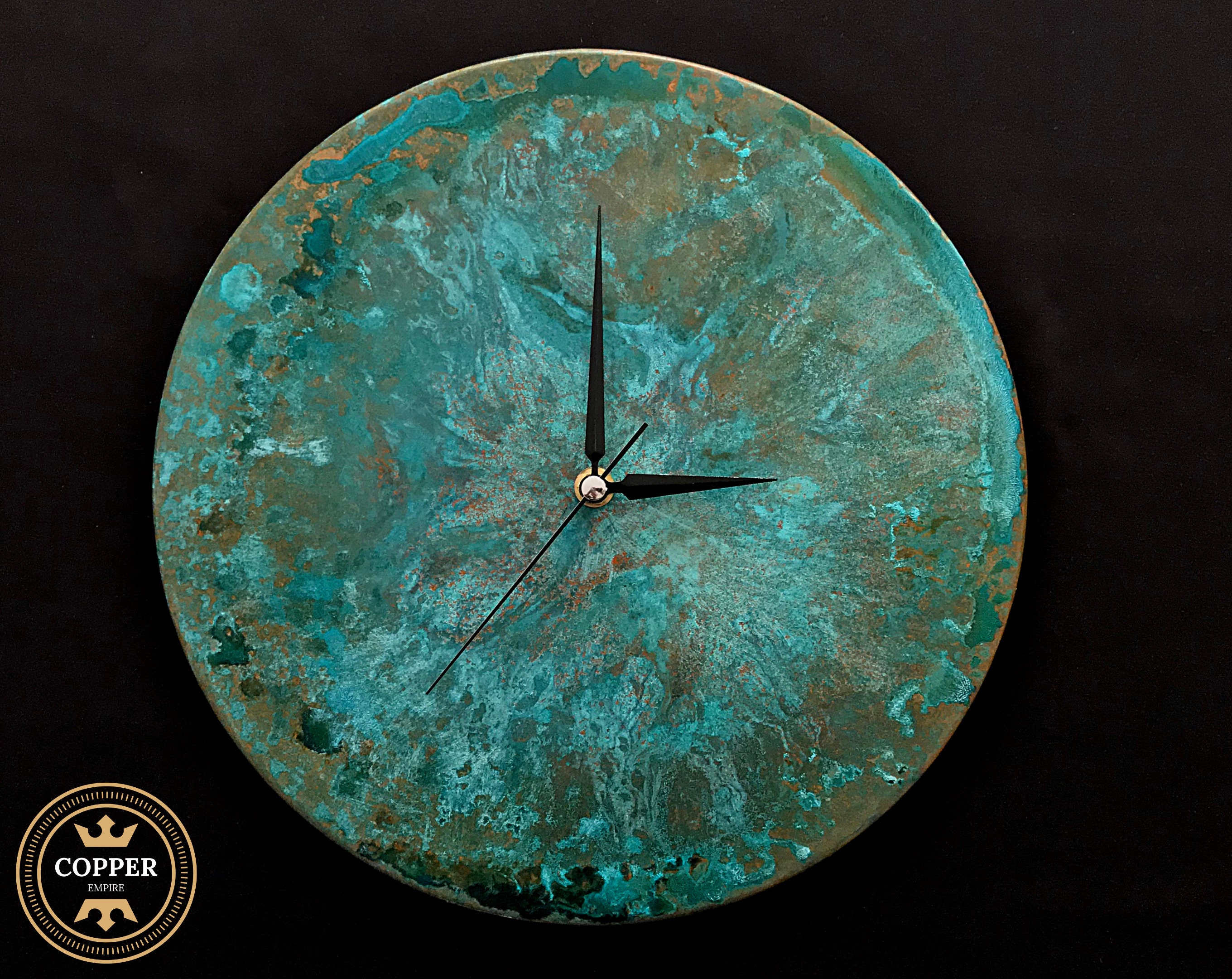 Minimalist Turquoise Copper Wall Clock Industrial Wall Clock Etsy