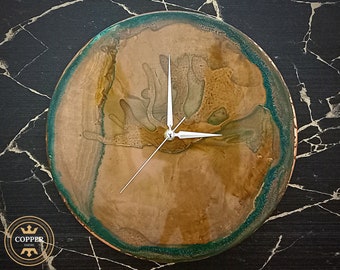 Art Deco Wall Clock Unique, Copper Industrial Wall Clock, Silent Retro Wall Clock, Minimalist Metal Wall Clock