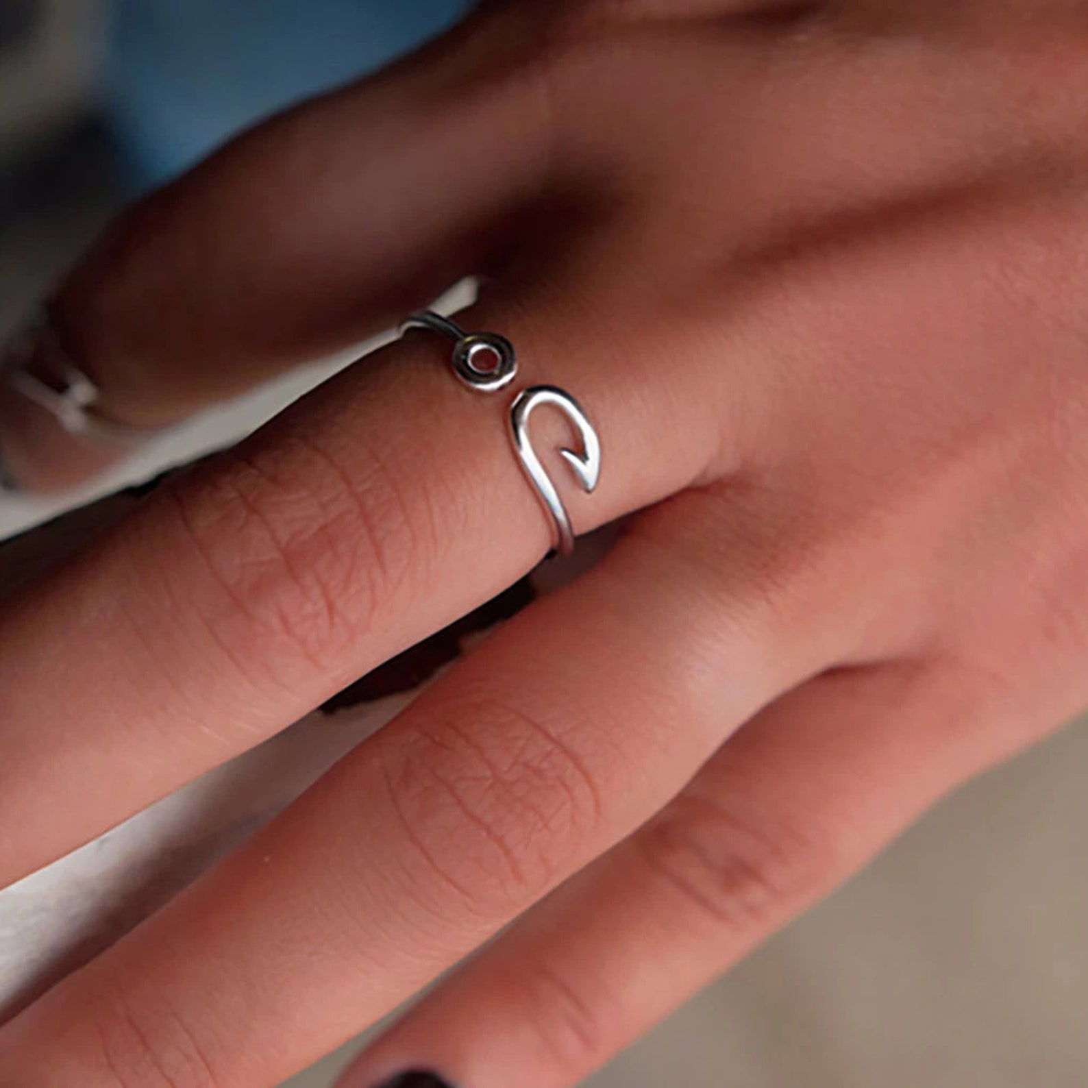 Fish Hook RingBrass RingSterling Silver Ringadjustable Etsy