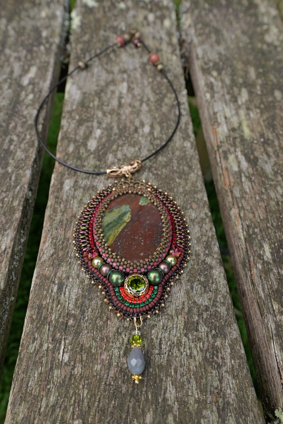 Handmade Necklace with blood stone