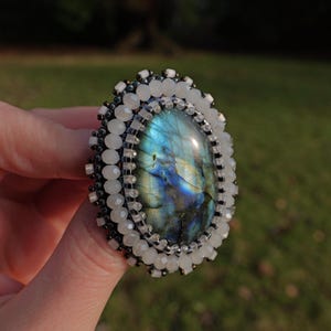 Handmade  Brooch with labradorite