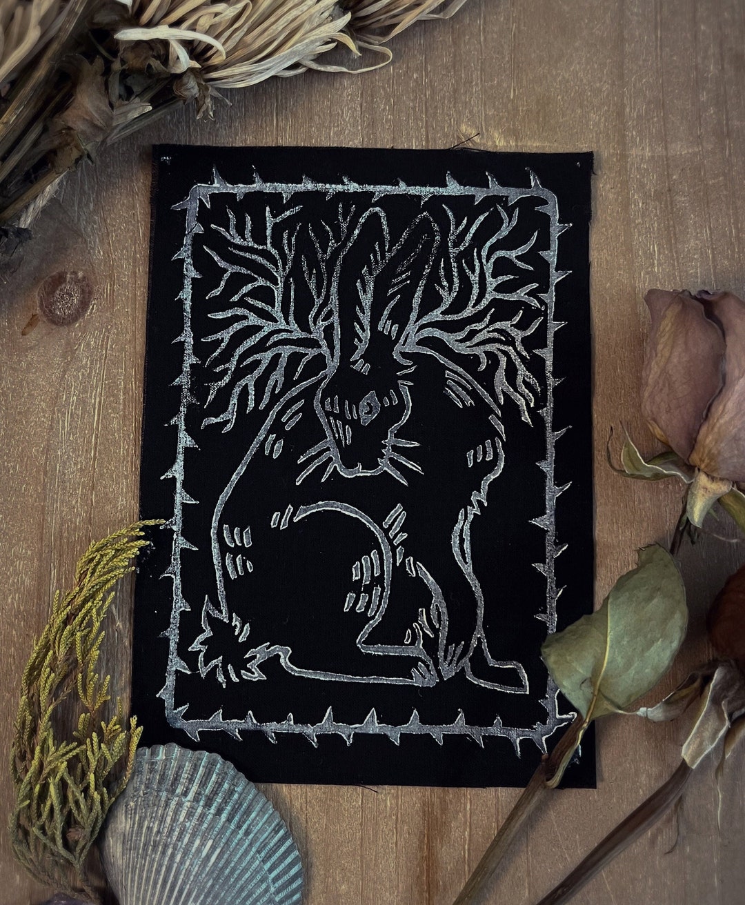 Rabbit Block Printed Patch - 4