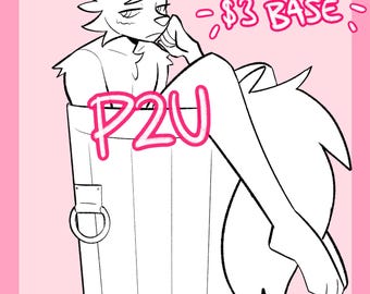 Furry Anthro Base | Sitting in Trashcan