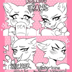 Furry Canine Discord and Telegram Sticker 4 Base Pack || Furry Sticker Base || Female Furry Reaction Pack