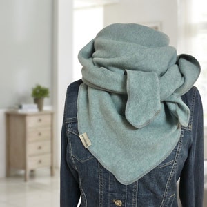 Halstuch XXL Fleece, Bio, Halstuch Damen, mint, weicher Schal, Fleeceschal organic Baumwolle, Dreieckstuch, Geschenk für Freundin