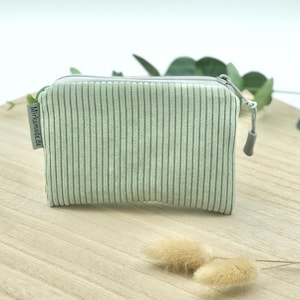 Kosmetiktasche Cord, (Gr. S) salbei, zartes Grün, kleine Schminktasche, Make up Tasche, kleine Kosmekitasche, Cordtasche, Geldbeutel