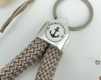 Anhänger aus Segeltau, Schlüsselanhänger Seil, Segelseil, taupe, Anhänger mit Anker,Schlüsselanhänger Anker,maritimes Geschenk, Geschenkidee