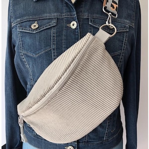 Bauchtasche Damen XL, grau, Cord, Crossbag Damen, Taschengurt Leomuster grau, Hipbag Cord, große Bauchtasche, Geschenk für Freundin