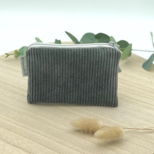 Kosmetiktasche Cord, (Gr.S), dunkelgrau, kleine Kosmetiktasche, kleine Schminktasche, kleines Portemonnaie, Geldbeutel, Make up Tasche