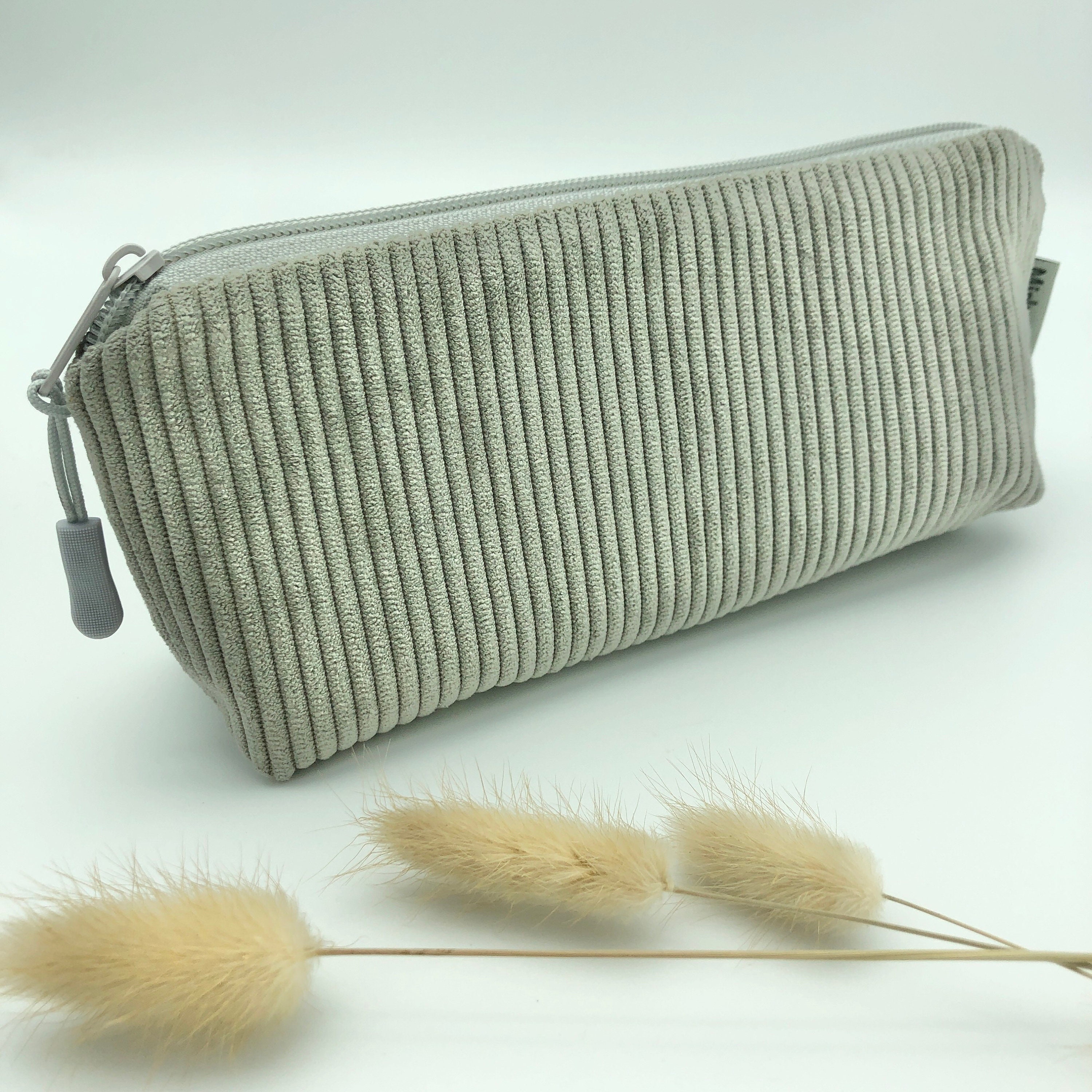 2er Set Federmäppchen Aus Cord – Beige & Grau, Robust Mit Reißverschluss