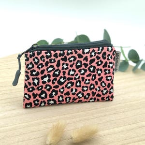 Kosmetiktasche (Gr.S), rosa mit Leoprint, Schminktasche, kleine Kosmetiktasche Damen, Geldbeutel, Leopardenmuster, Geschenk für Freundin