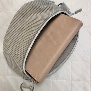 Bauchtasche Cord, XL, grau beige Crossbag Cord, Hipbag Cord, Gürteltasche Damen, leicht und praktisch Cordstoff, grau, Taschengurt Sommer Bild 7