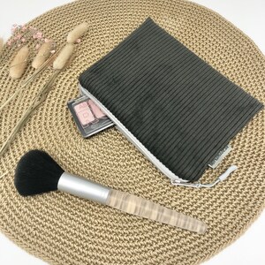 Kosmetiktasche Cord, dunkelgrau (Gr. M), kleine Schminktasche, kleine Kosmetiktasche, Make up Tasche, Cordtasche, schöne Geschenkidee