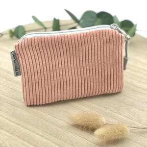 Kosmetiktasche Cord apricot, (Gr. S), kleine Schminktasche, kleine Kosmetiktasche Cord, Make up Tasche, Cordtasche, Geschenk für Freundin