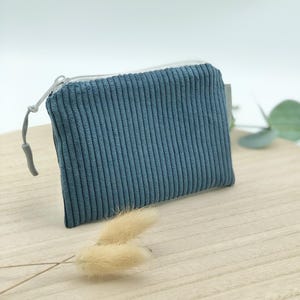 Kosmetiktasche Cord, (S), blau petrol, kleine Schminktasche, Make up Tasche, Kosmetiktasche Damen, Geldbeutel, Geschenk für Freundin