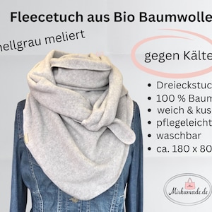 Halstuch Fleece, Bio, XXL, Halstuch Damen, hellgrau, kuscheliger Schal, Fleece Schal organic Baumwolle Bio, Winter,weich warm,Dreieckstuch Bild 1