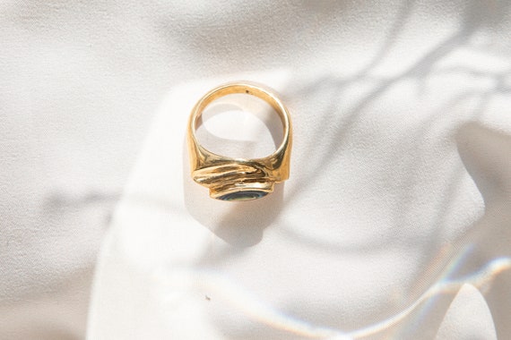 Mother of pearl ring / bronze / brass / gold look… - image 2