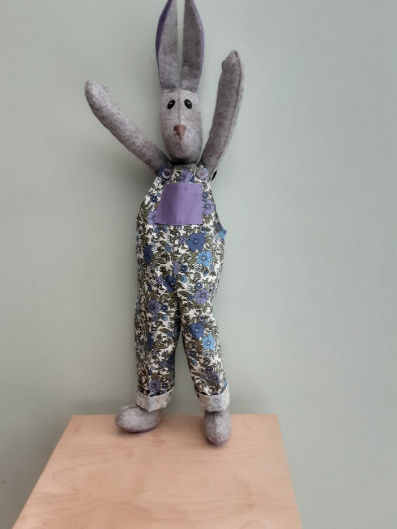 Luna Lapin's Friends Wool Felt Rabbit in Dungarees Etsy
