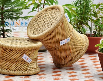 Ecofriendly Cane Stool Combo for Indoor/Outdoor- Bamboo | Garden Stool | Handicraft - GUNEE