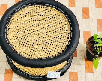 Ecofriendly Rattan  Wooden Stool for Indoor/Outdoor- Bamboo | Garden Stool | Handicraft | GUNEE