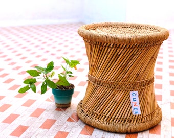 Cane Indian Rattan Stool Ecofriendly, Garden Stool- Bamboo/Cane | Handmade - GUNEE - Made in India