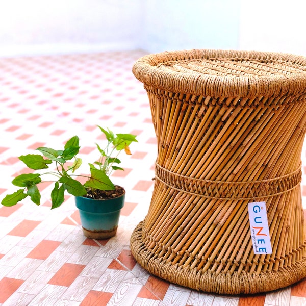 Cane Indian Rattan Stool Ecofriendly, Garden Stool- Bamboo/Cane | Handmade - GUNEE - Made in India