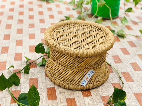 Cane Bamboo Ecofriendly Decor Rattan Stool for Indoor outdoor Bamboo Garden Stool Foot Stool Handmade Made in India Etsy