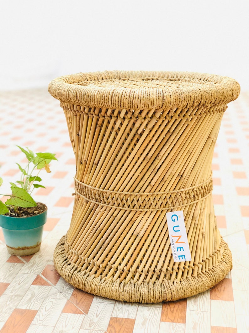 Cane Indian Rattan Stool Ecofriendly, Garden Stool Bamboo/Cane HandmadeGUNEE Made in India image 2