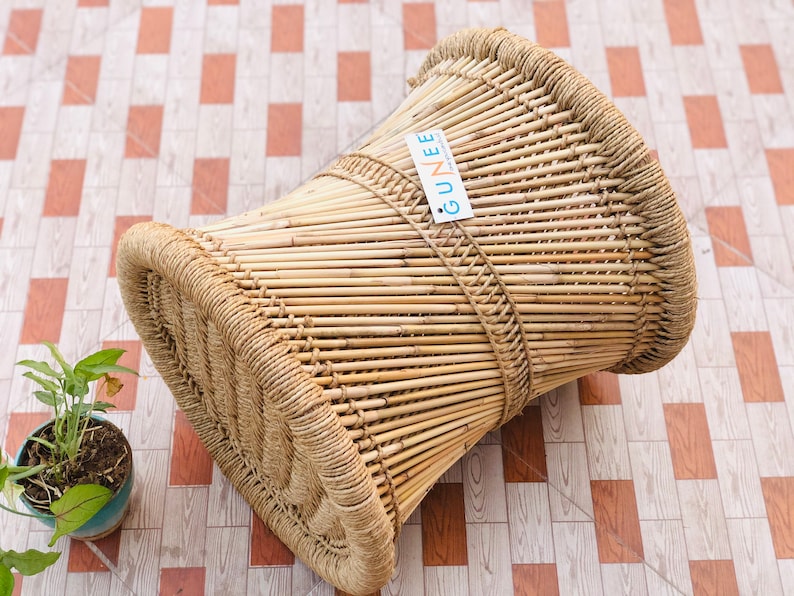 Cane Indian Rattan Stool Ecofriendly, Garden Stool Bamboo/Cane HandmadeGUNEE Made in India image 3