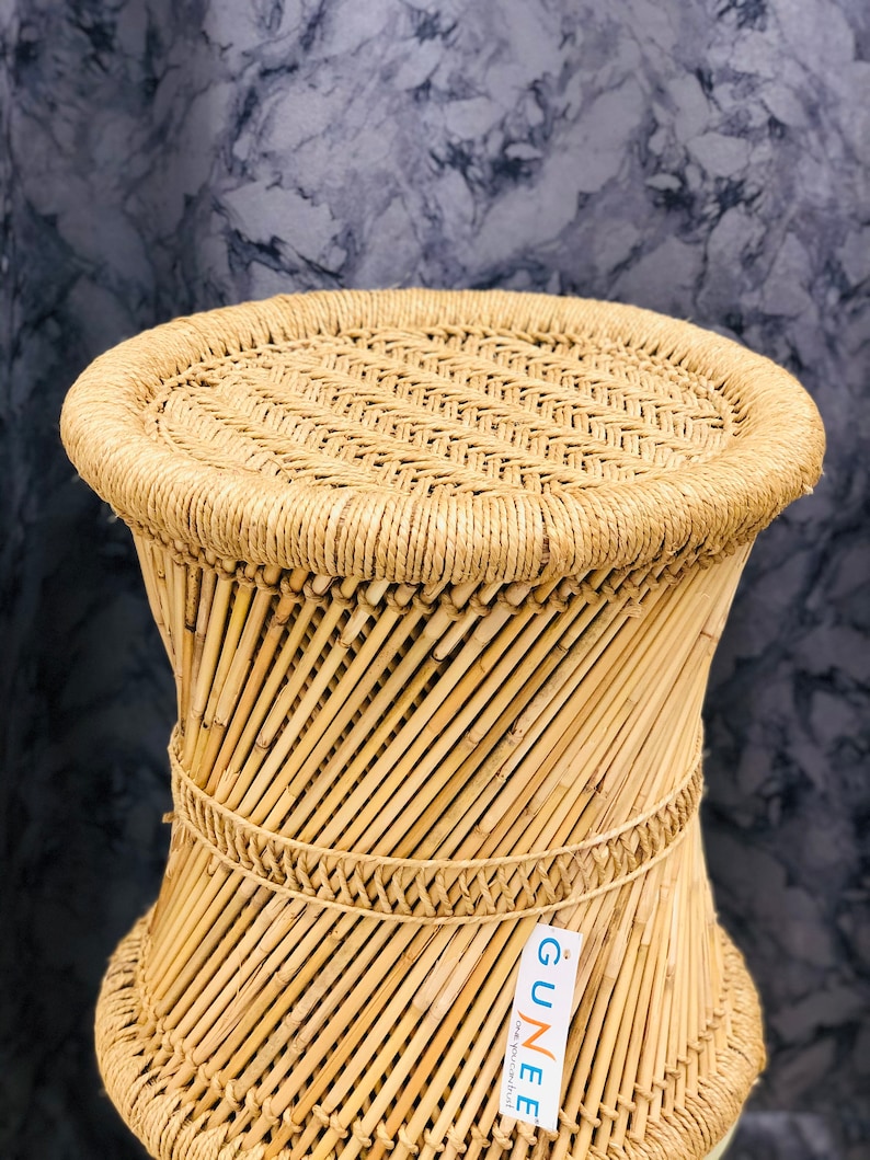 Cane Indian Rattan Stool Ecofriendly, Garden Stool Bamboo/Cane HandmadeGUNEE Made in India image 5