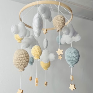 Baby Mobile Ballon Pastellgelb/Pastellblau/Beige Bild 6