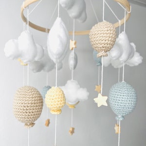 Baby Mobile Ballon Pastellgelb/Pastellblau/Beige Bild 2