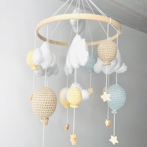 Baby Mobile Ballon Pastellgelb/Pastellblau/Beige Bild 3