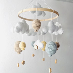 Baby Mobile Ballon Pastellgelb/Pastellblau/Beige Bild 4